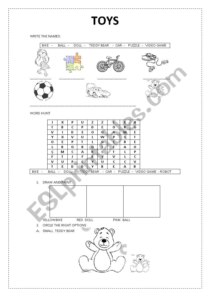 toys test worksheet