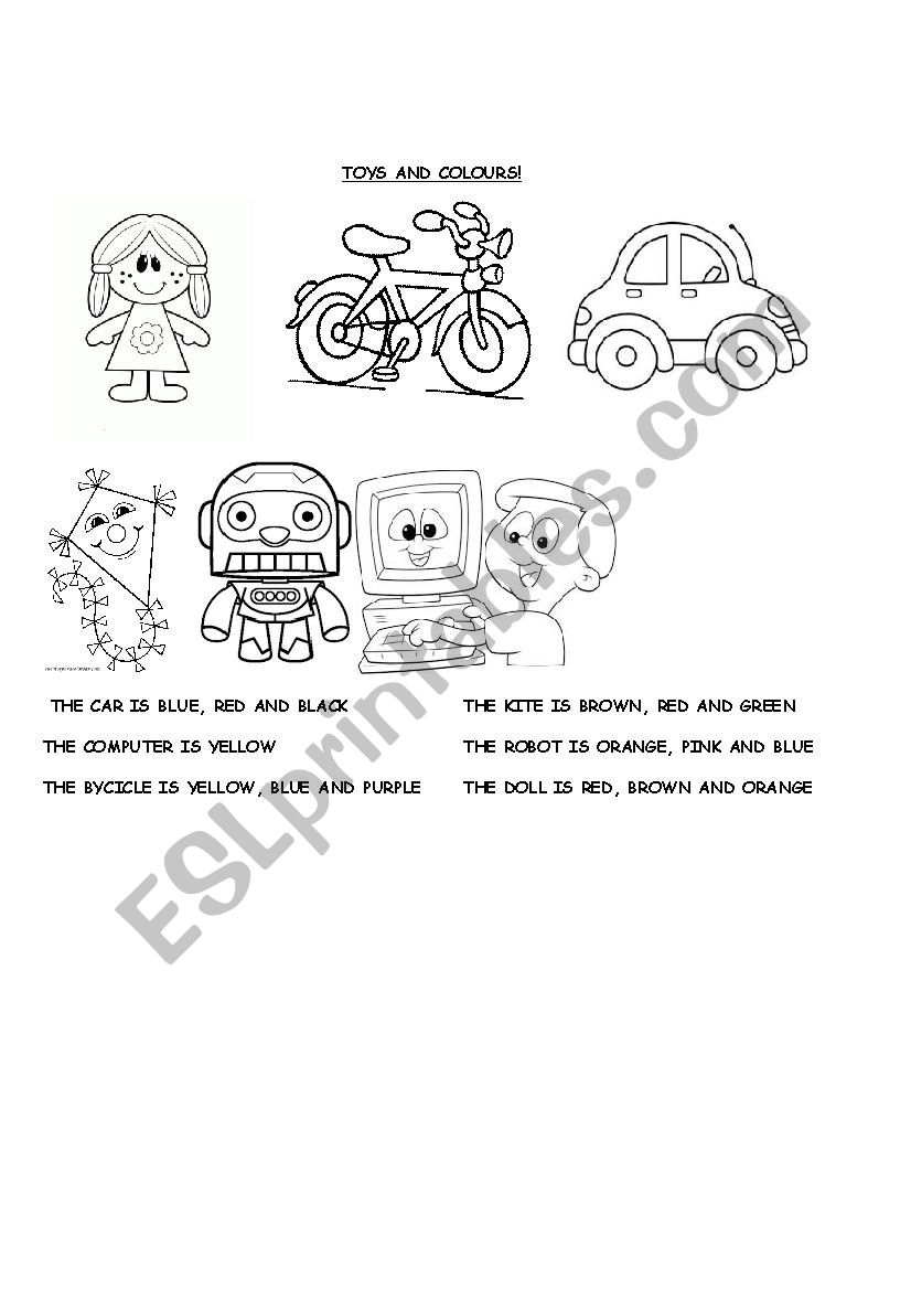 toys and colours worksheet