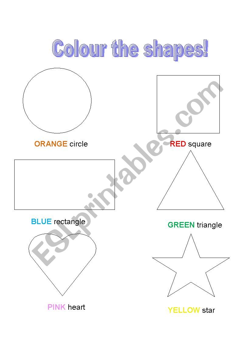 Colour the shapes worksheet