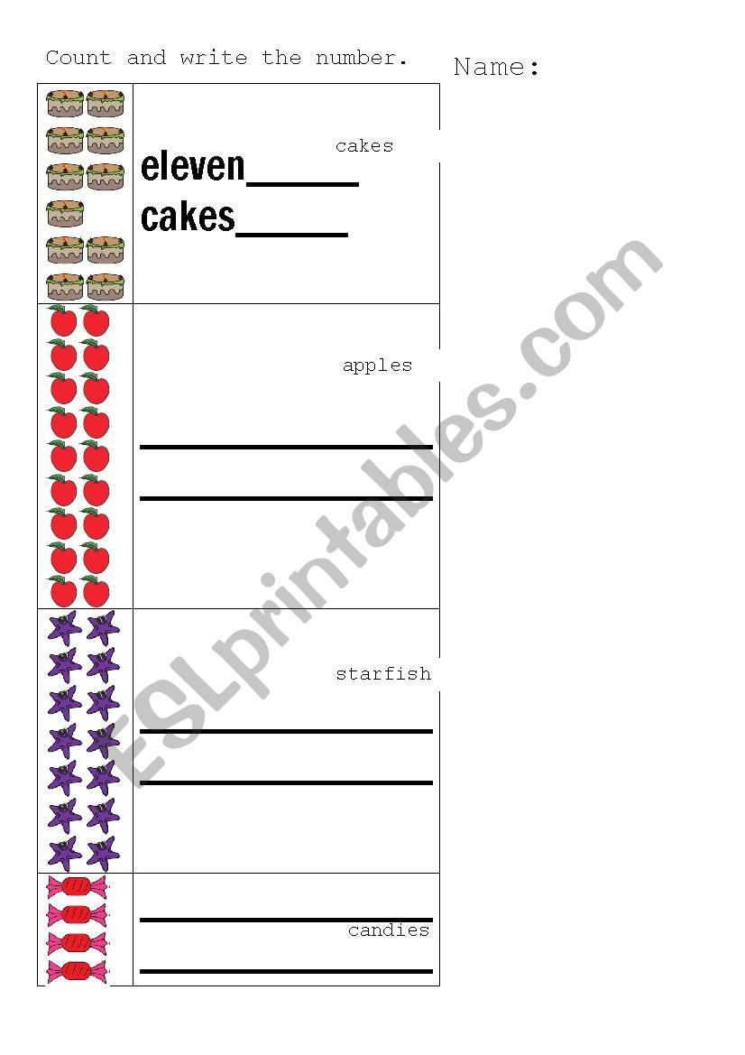 Counting to 20 2 P2 worksheet