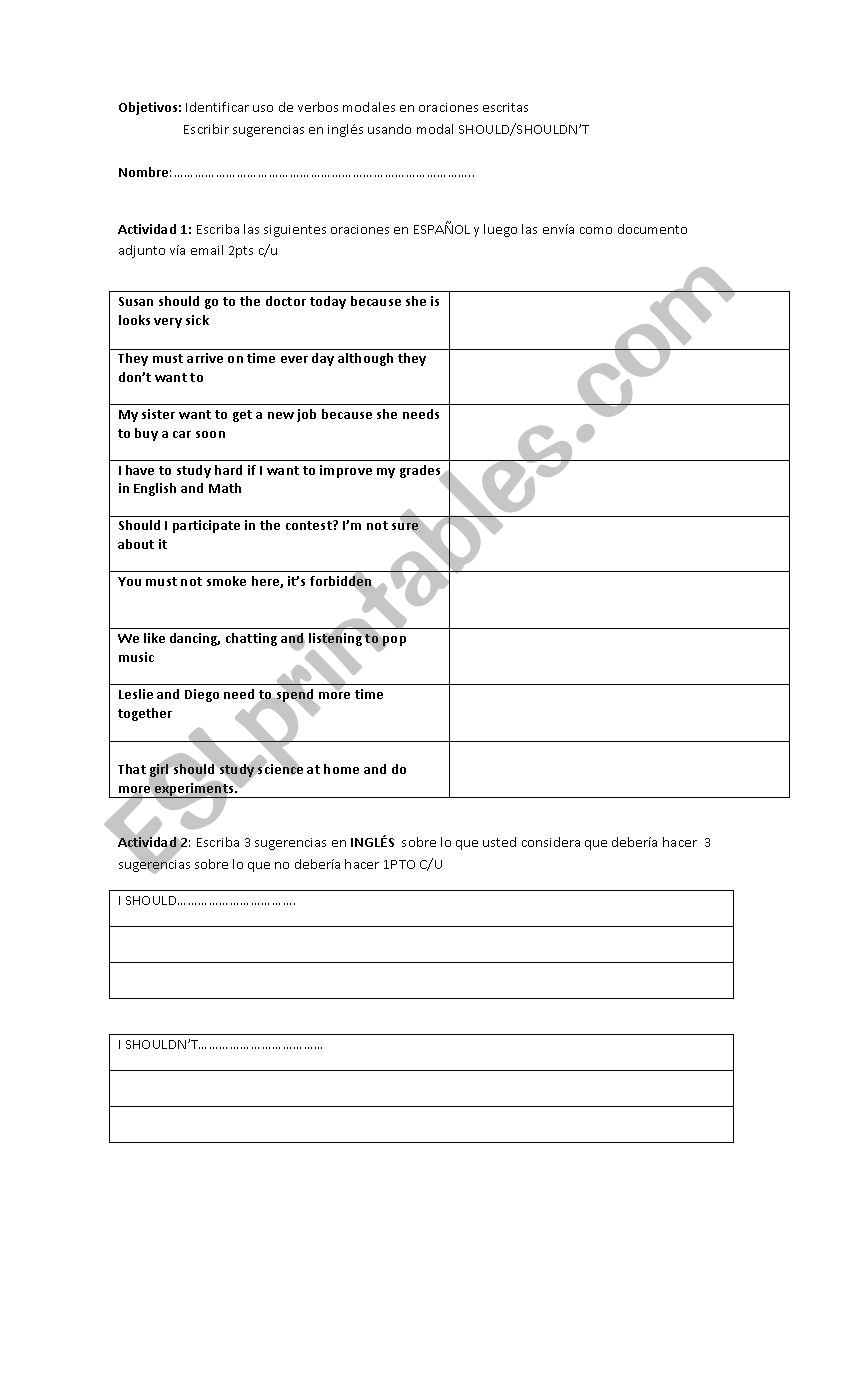 modal verbs worksheet