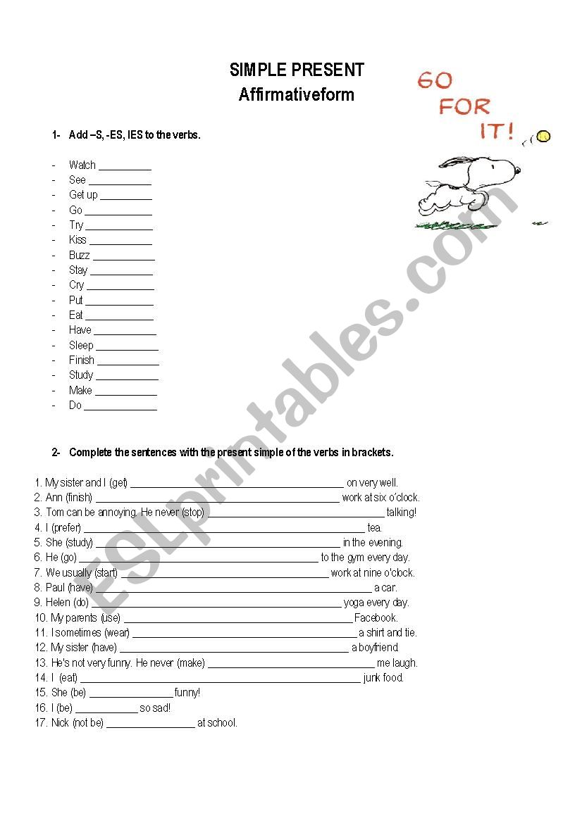 Simple Present - Affirmative Form