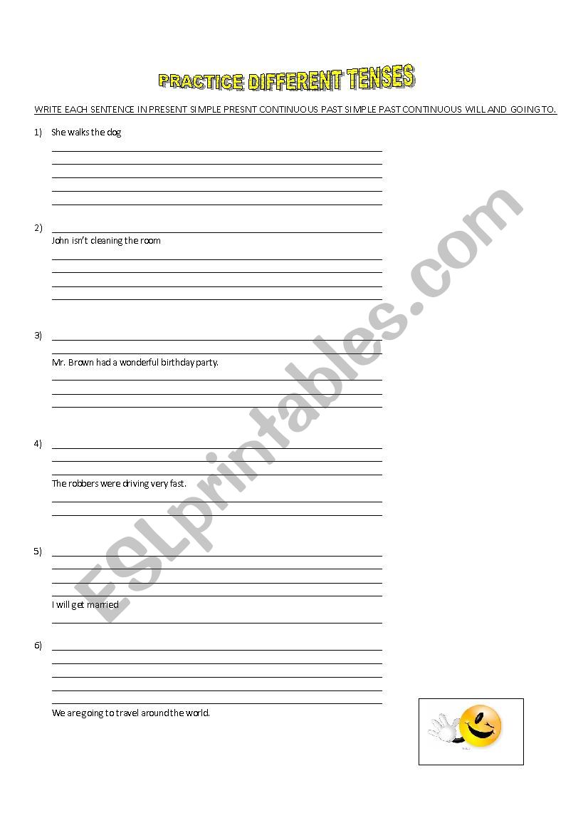 Practising tenses!!! worksheet