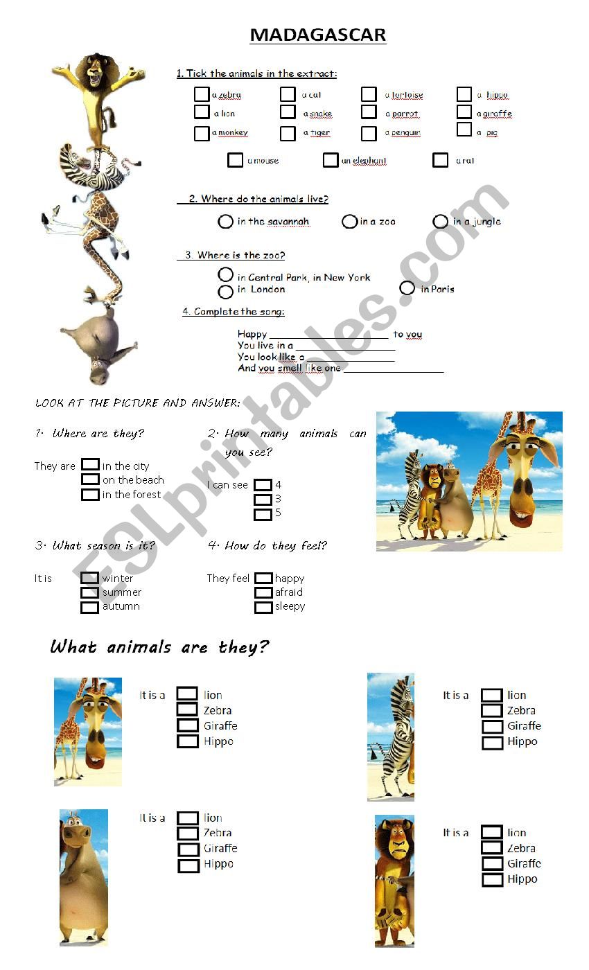 Madagascar  worksheet