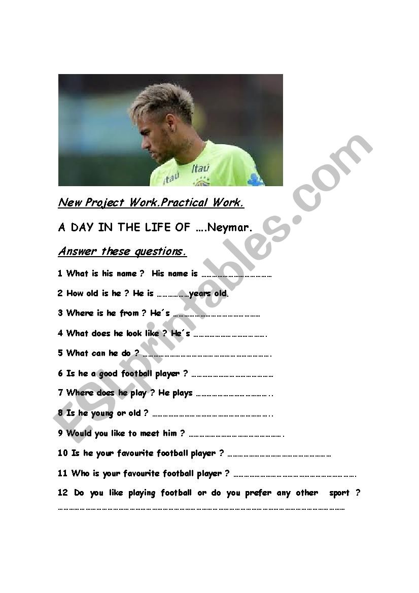 A Day in the Life of Neymar worksheet