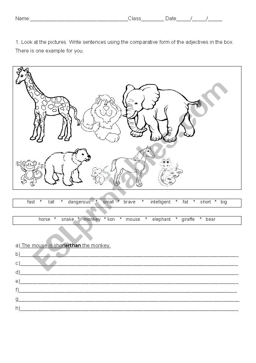 Comparatives Short and Long Writing