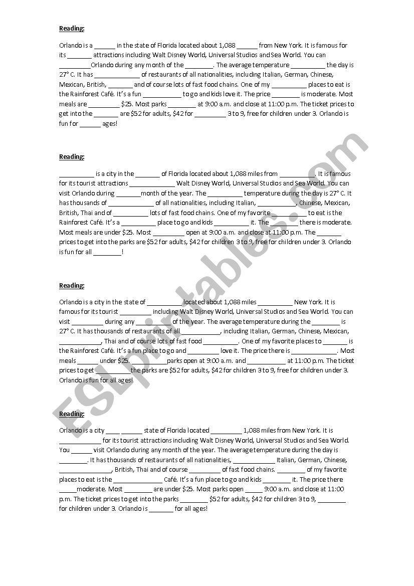 Reading and speaking activity: Ask questions to find the missing information