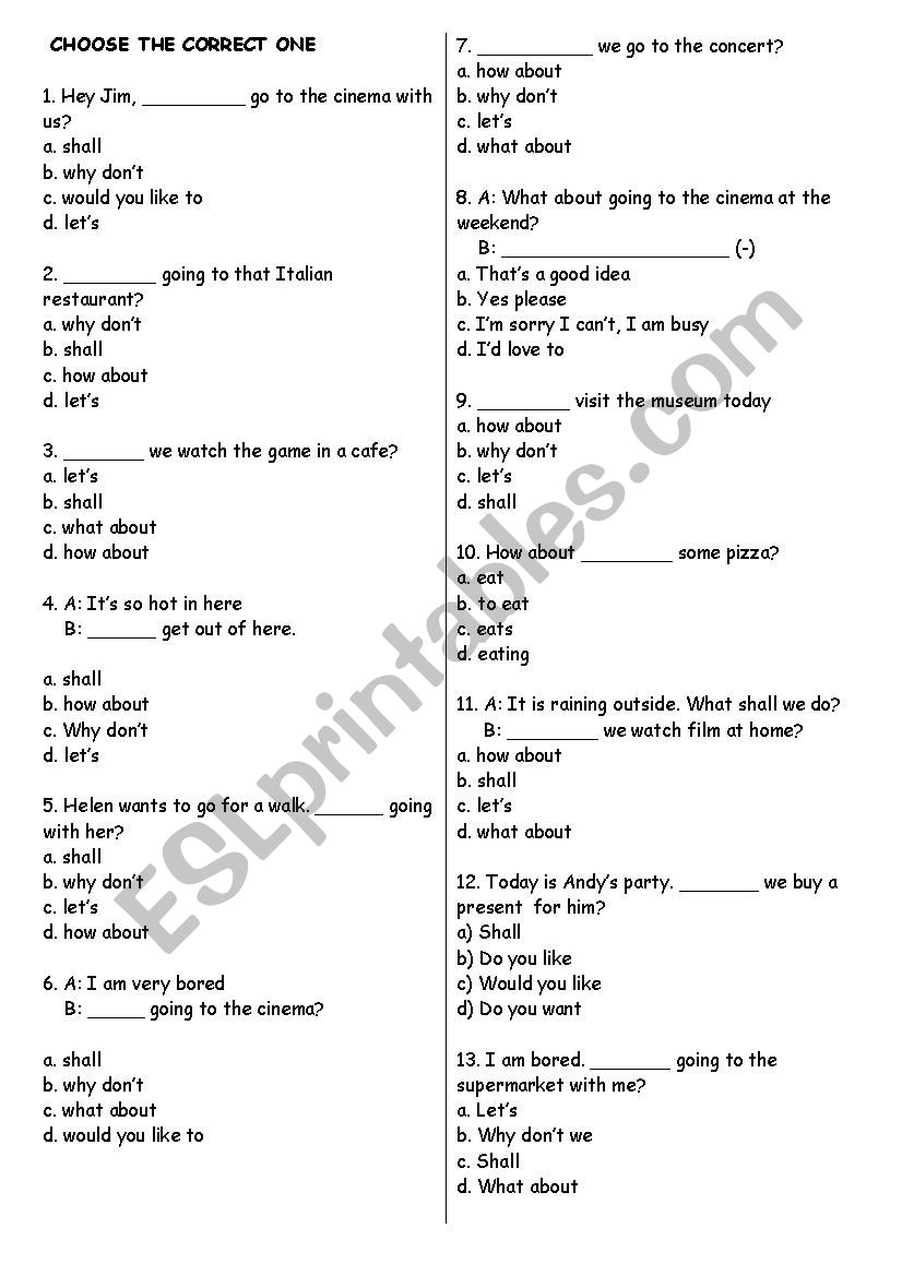 test on sugesstion  worksheet