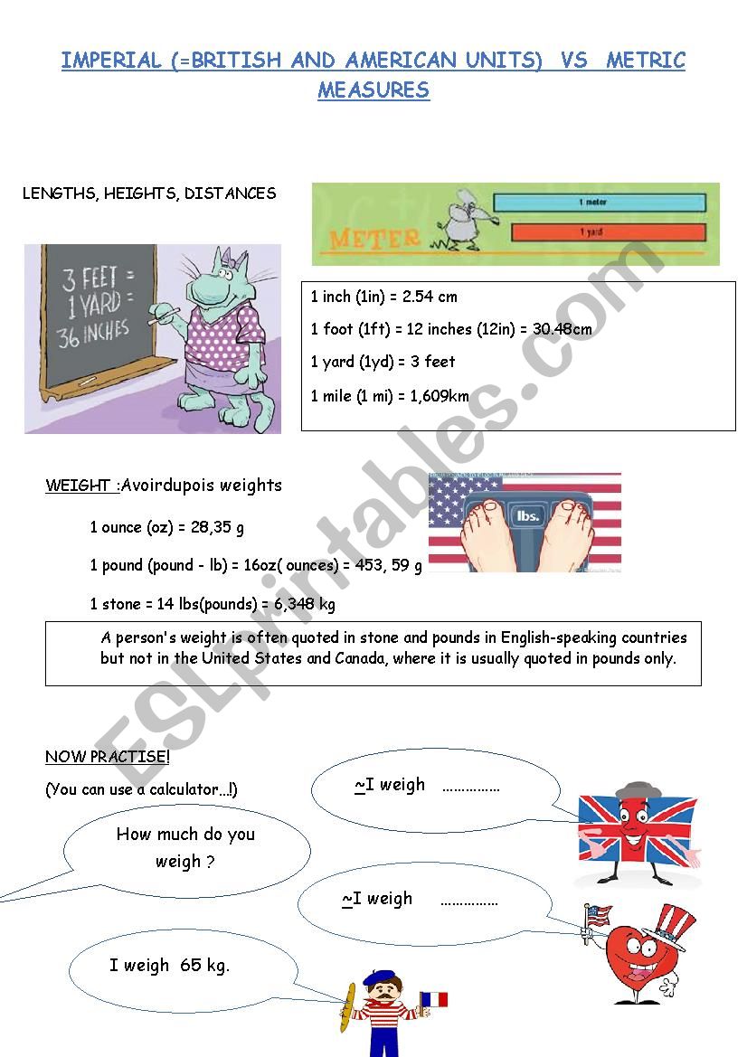 imperial vs metric measures worksheet