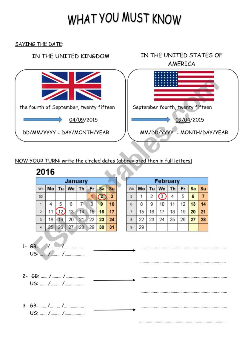 Dates :American English vs British English