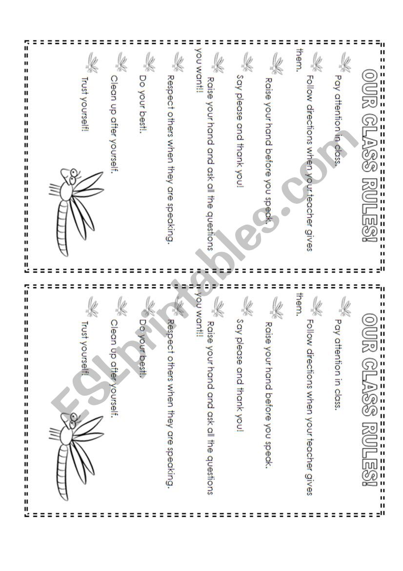 classrom rules worksheet