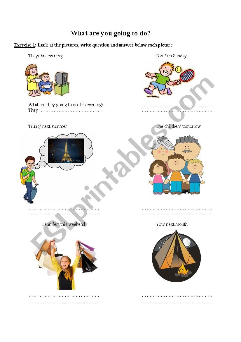 Exercises on BE GOING TO worksheet