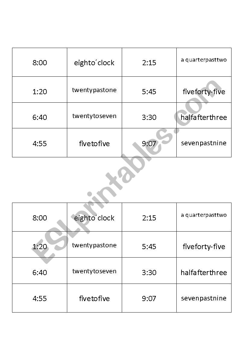 Hours review worksheet