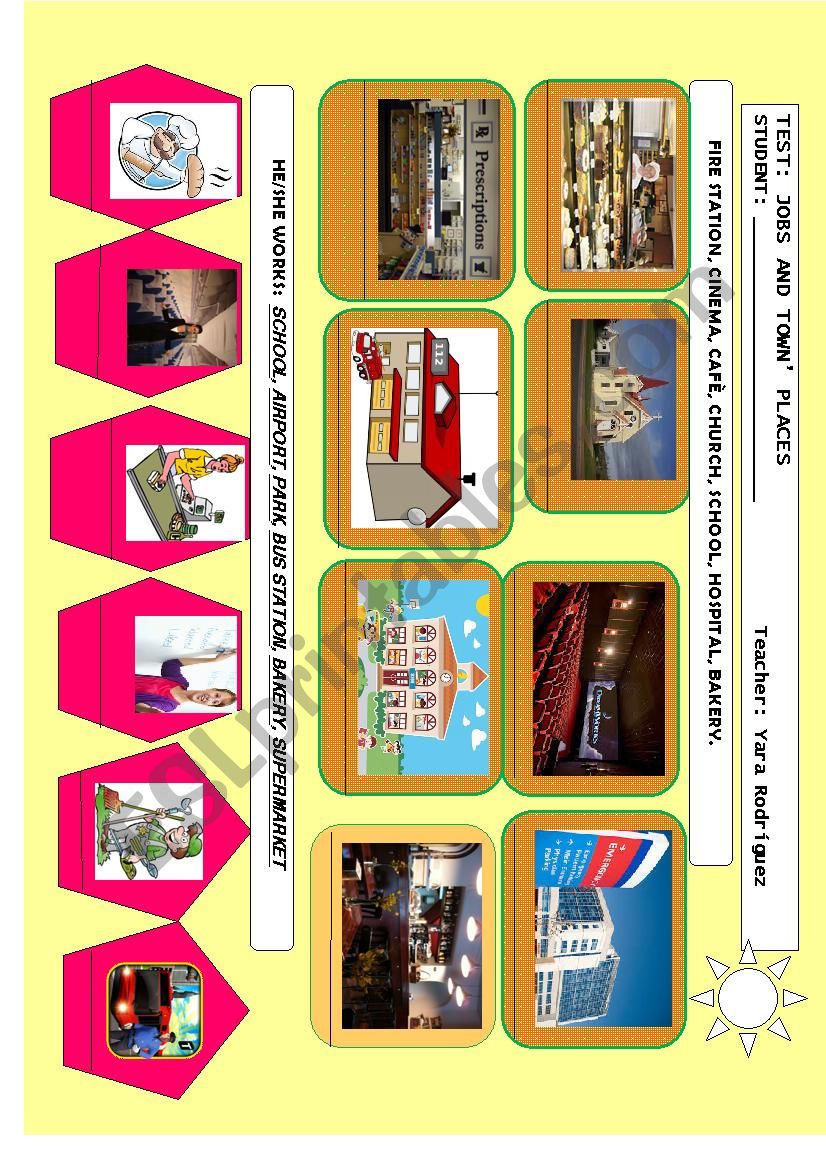TEST: TOWN PLACES  worksheet