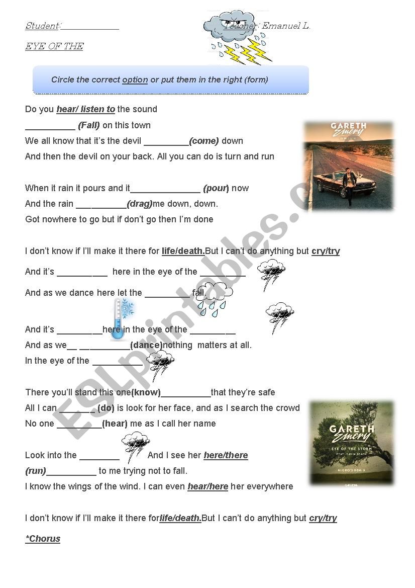 Eye of the Storm worksheet