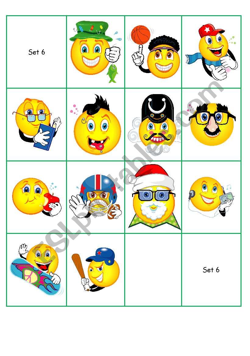 emoticons set 6  worksheet