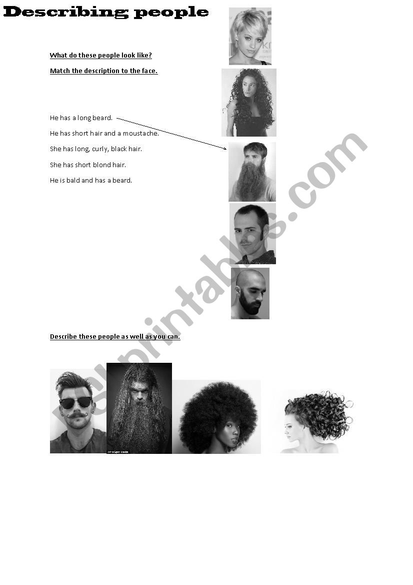 Describing People worksheet