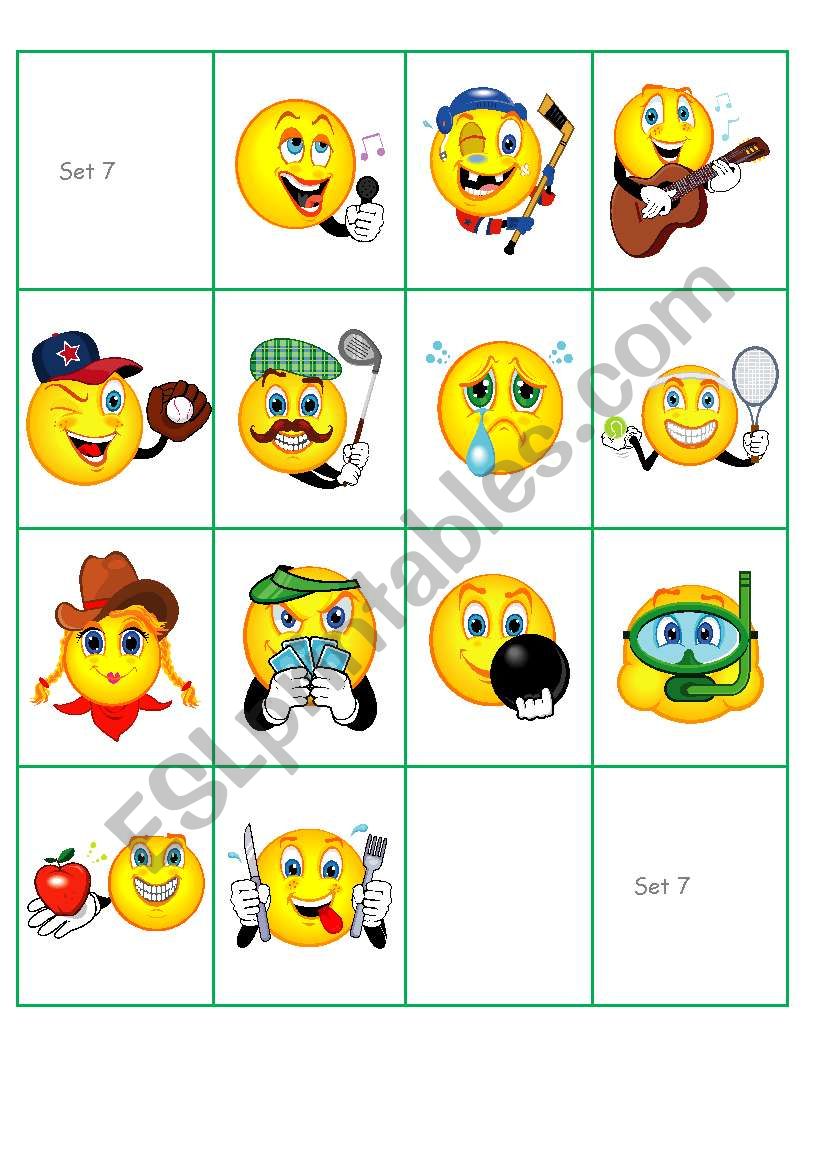 emoticons set 7  worksheet