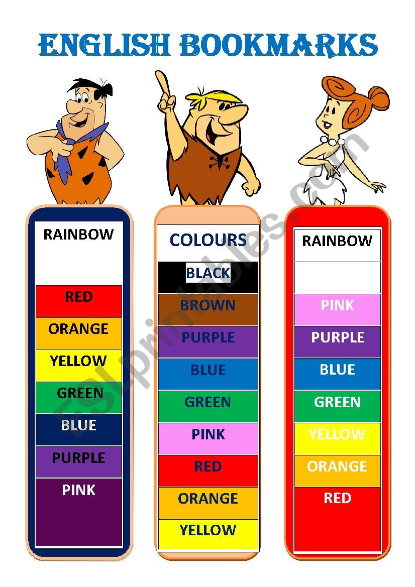 ENGLISH BOOKMARKS Colours  2 worksheet