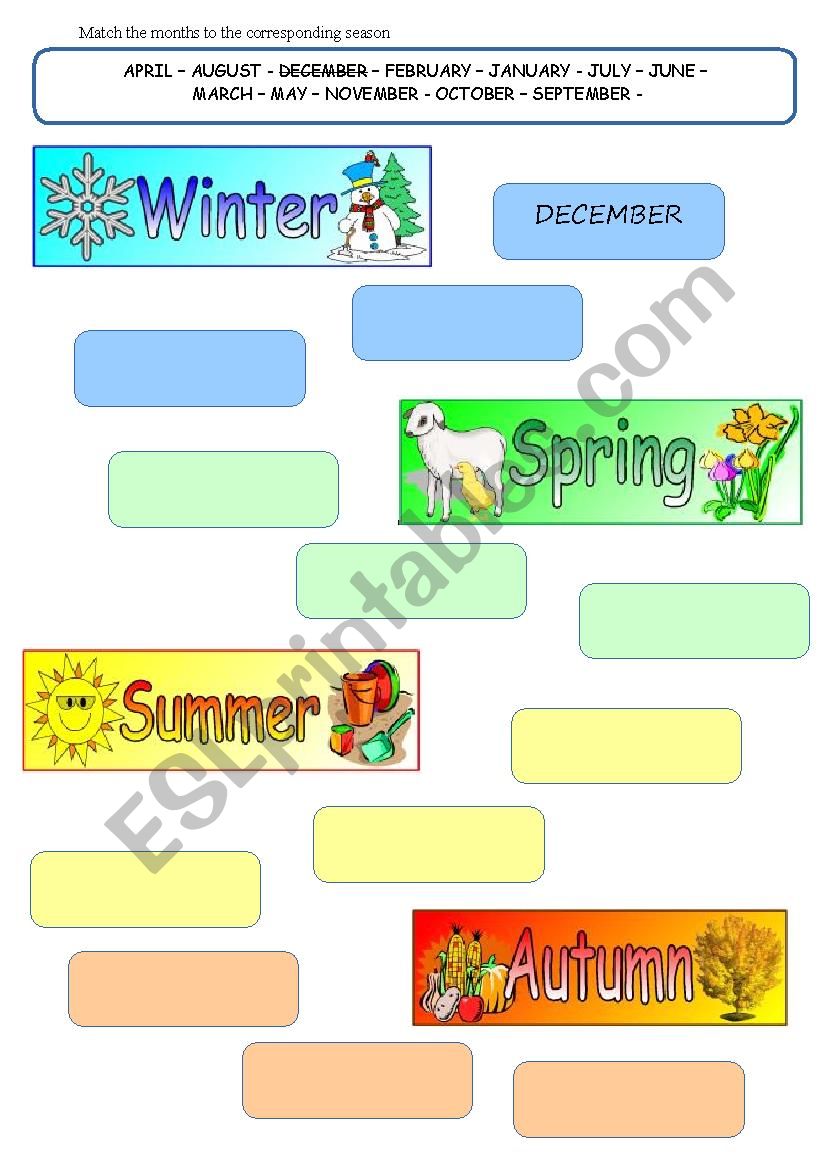 vocabulary months  worksheet