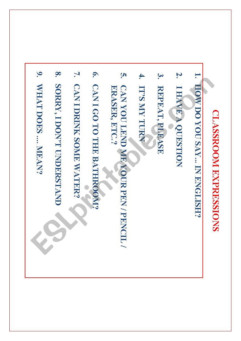 CLASSROOM EXPRESSIONS worksheet