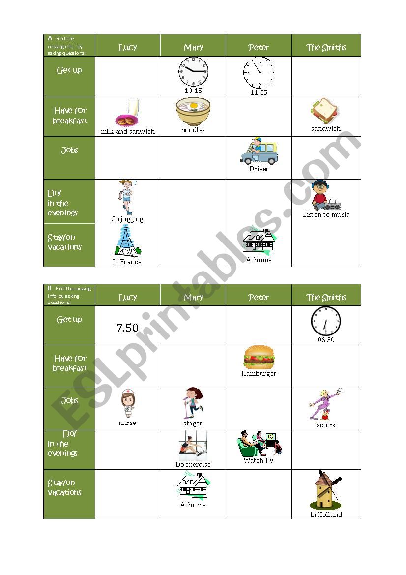 Speaking compare daily routine gap information 