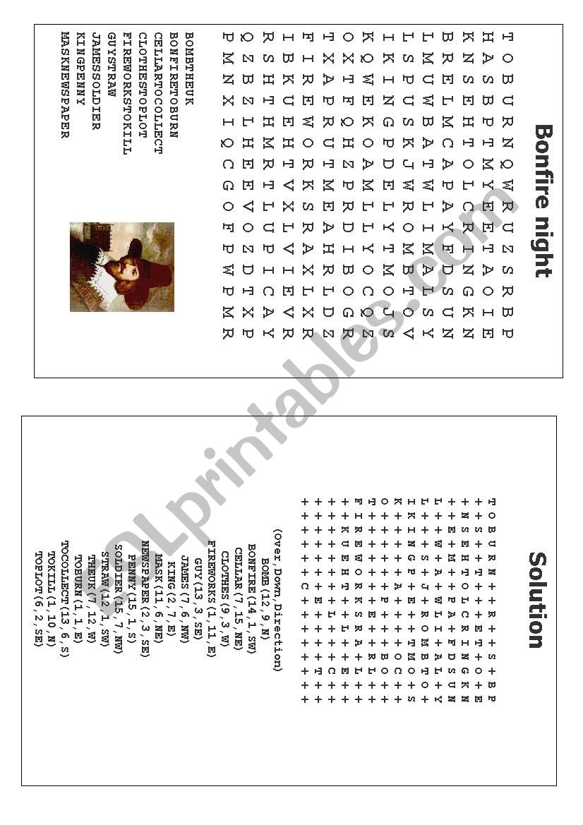 bonfire woirdsearch worksheet