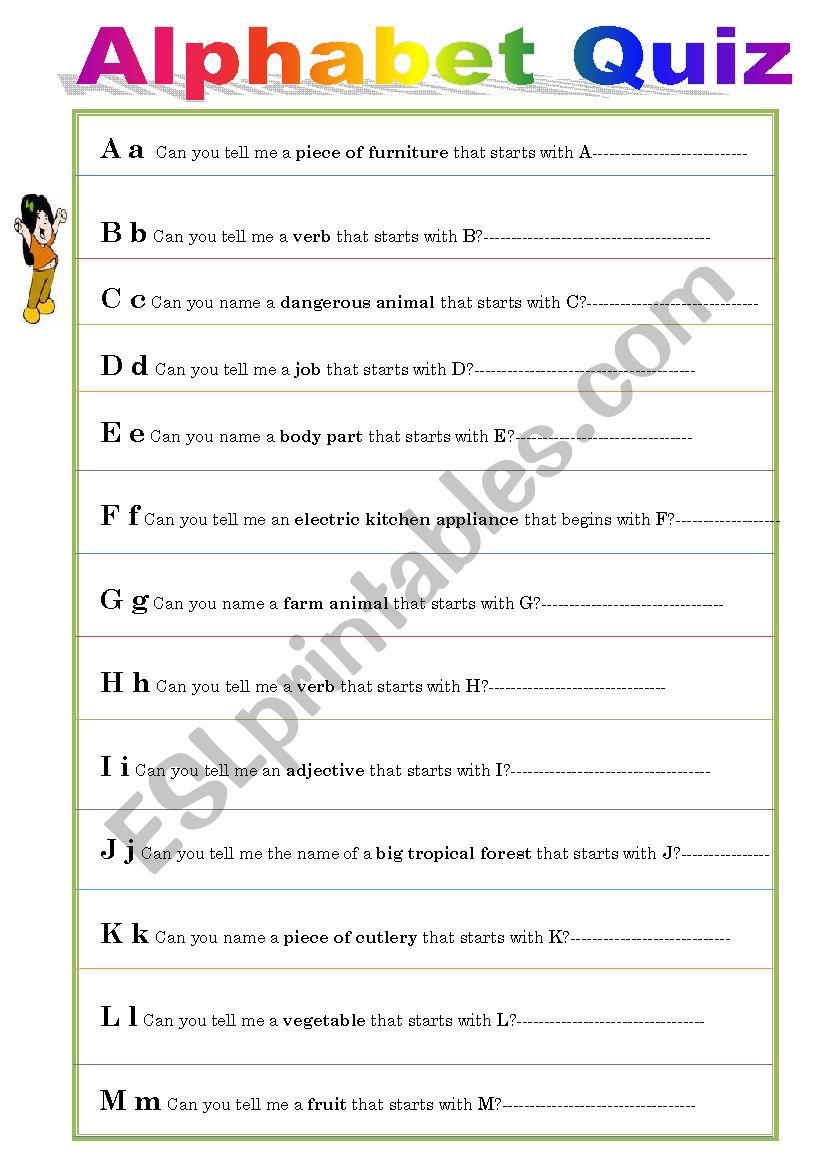 ABC quiz worksheet