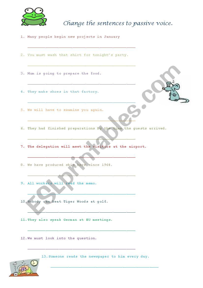 Passive voice exercises worksheet