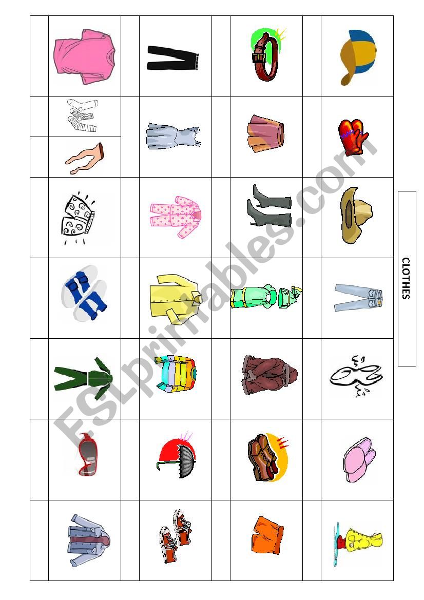 clothes worksheet