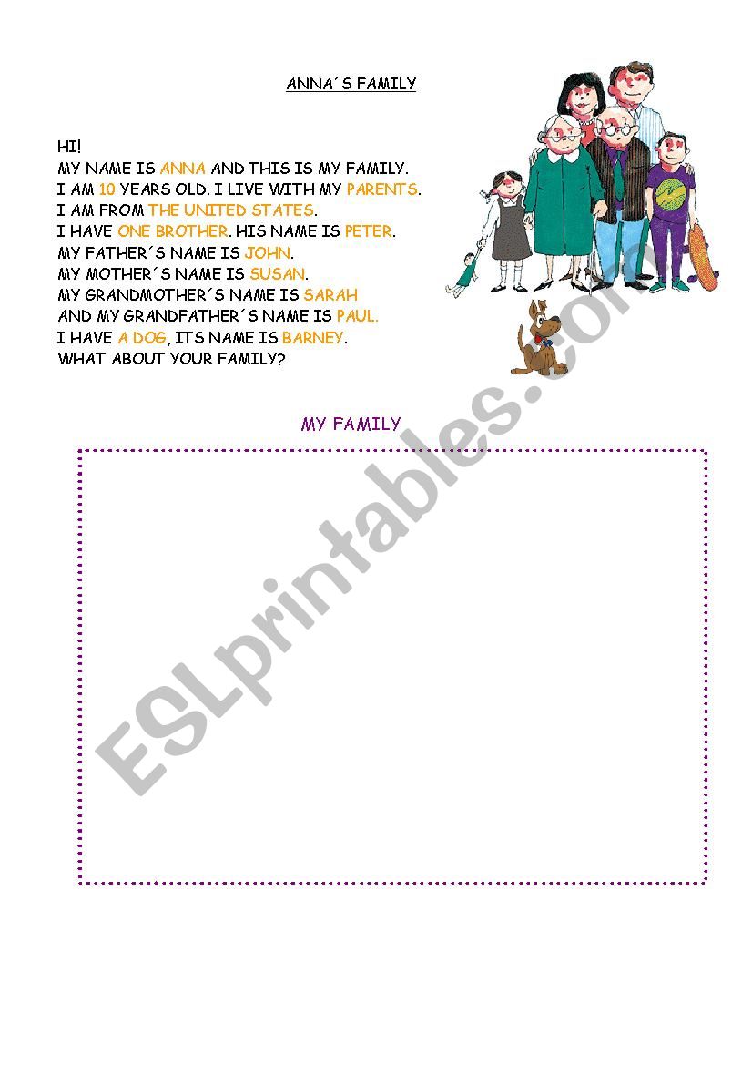 family members worksheet