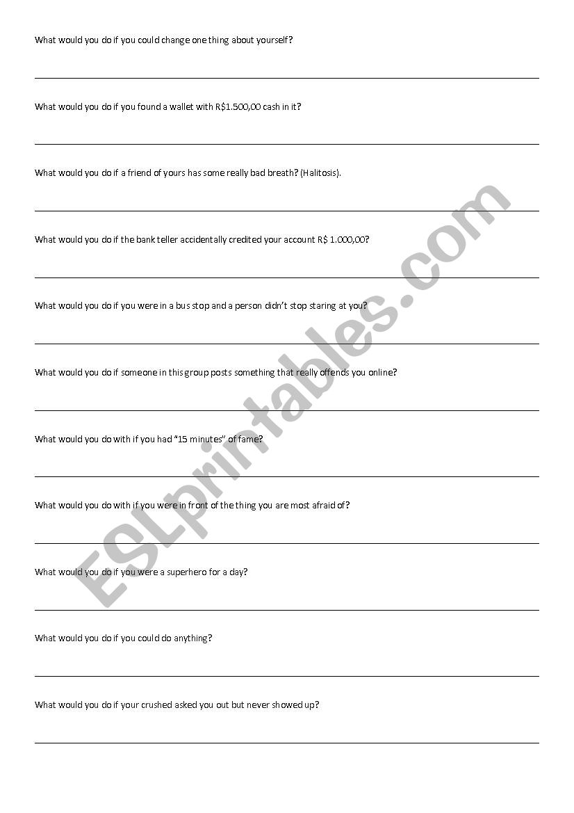 WHAT WOULD YOU DO IF... ? worksheet