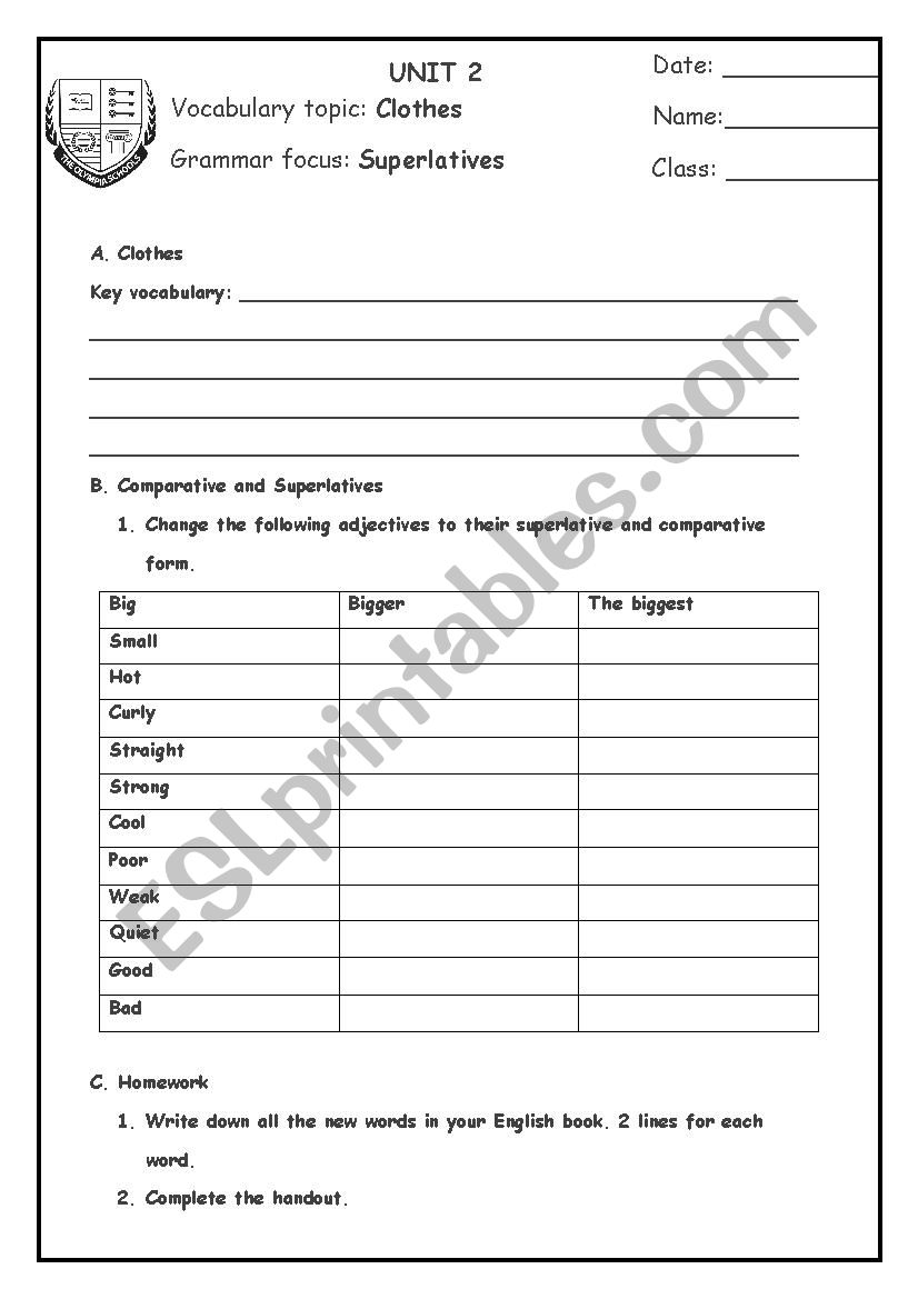 Comparatives worksheet