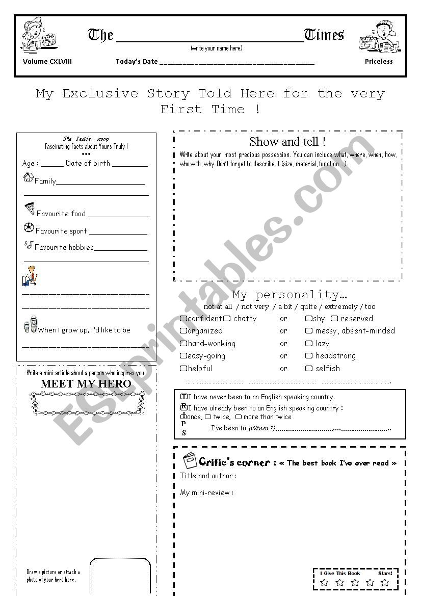 All about me worksheet