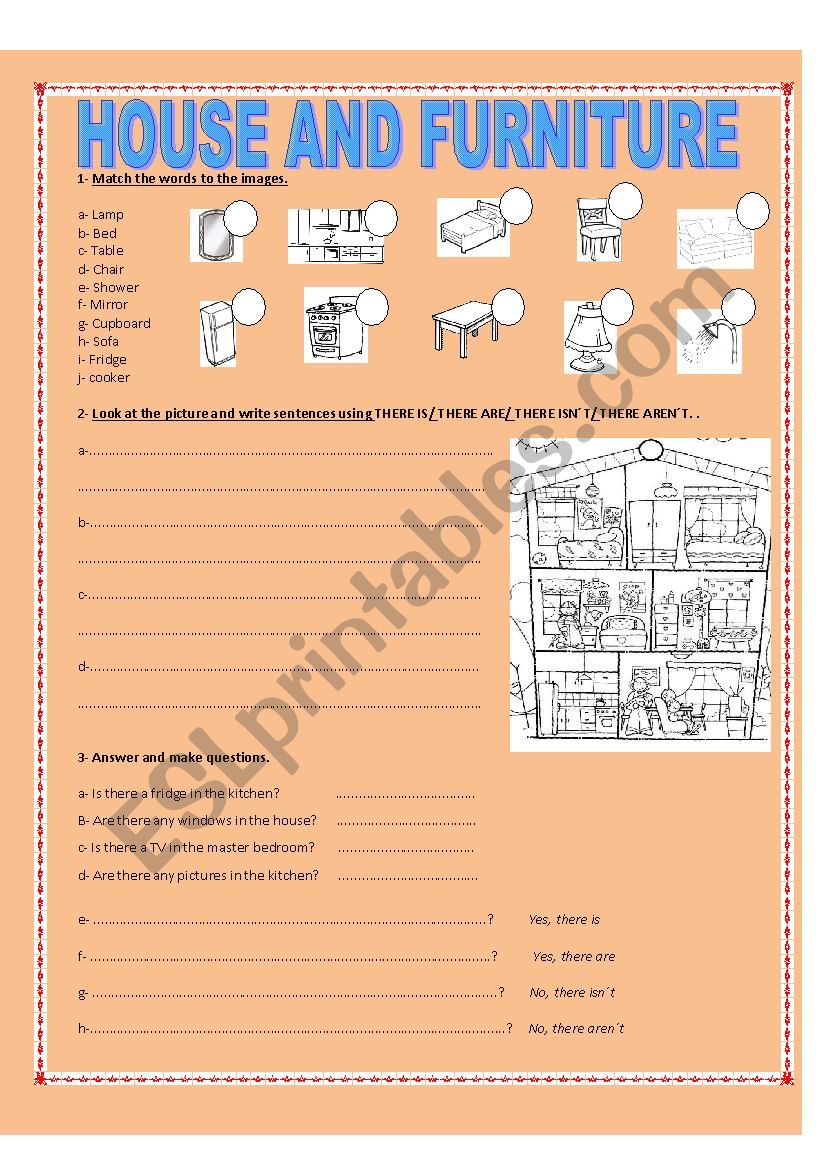 HOUSE AND FURNITURE worksheet