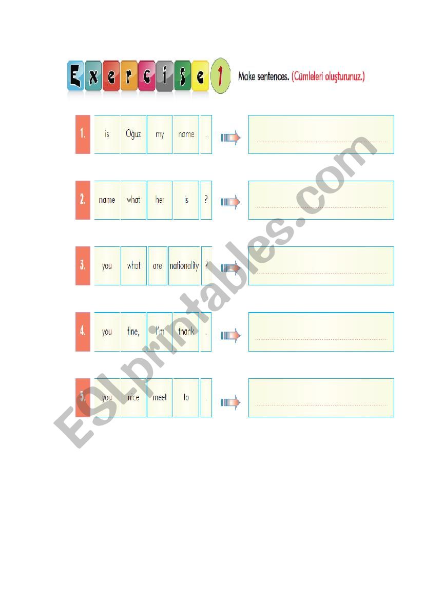 exercise worksheet