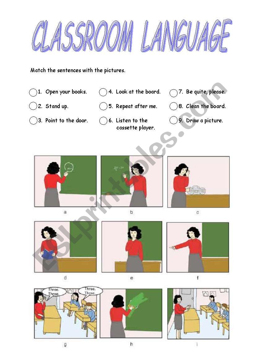 CLASSROOM LANGUAGE worksheet