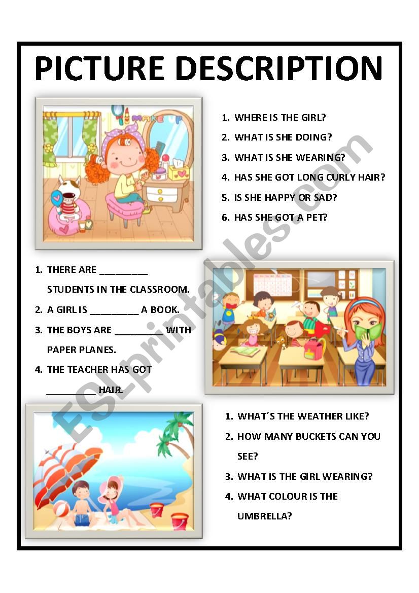 PICTURE DESCRIPTION FOR KIDS worksheet