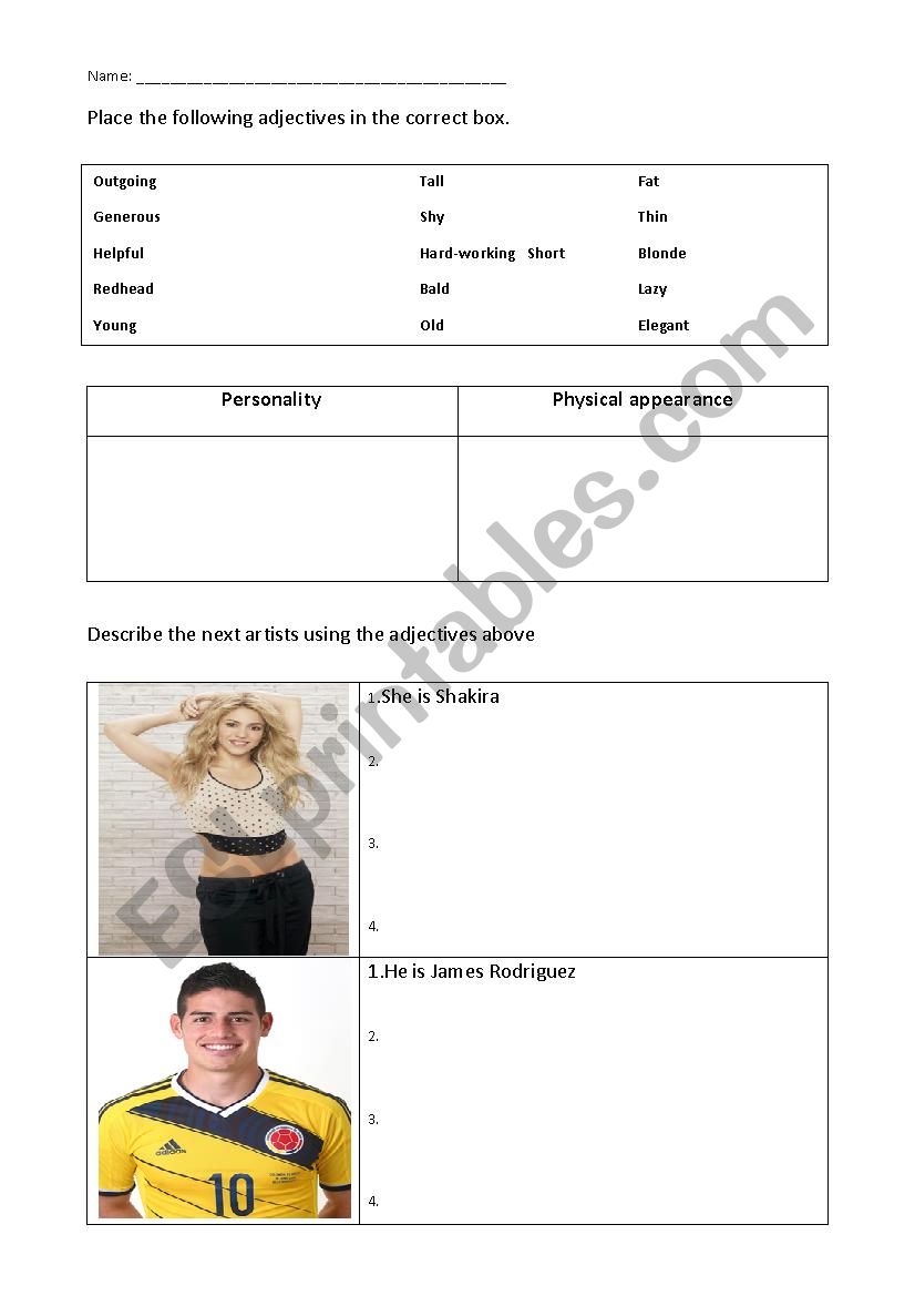 Adjectives worksheet