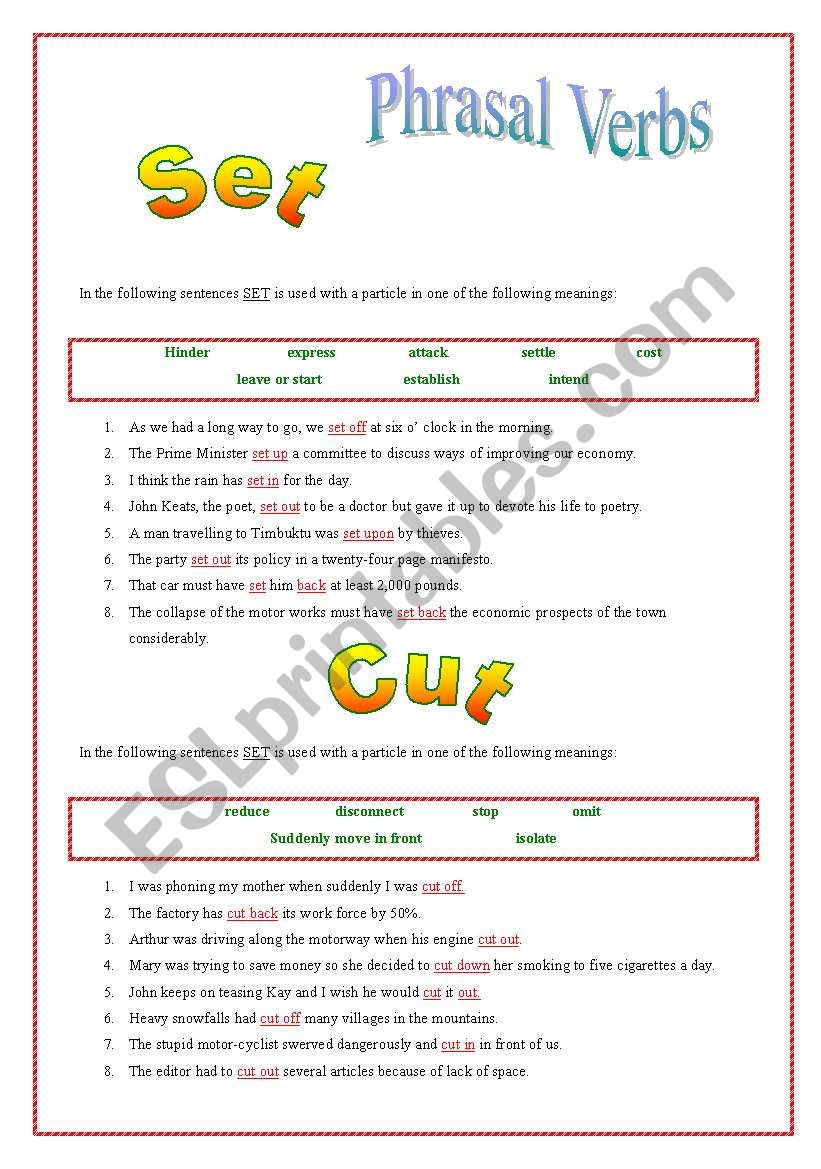 phrasal verbs worksheet