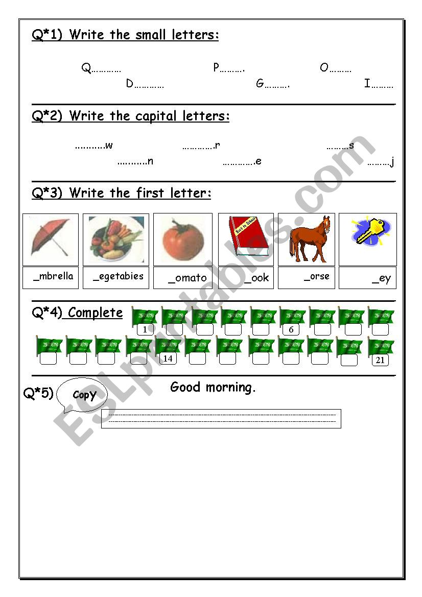 Alphabet and numbers worksheet