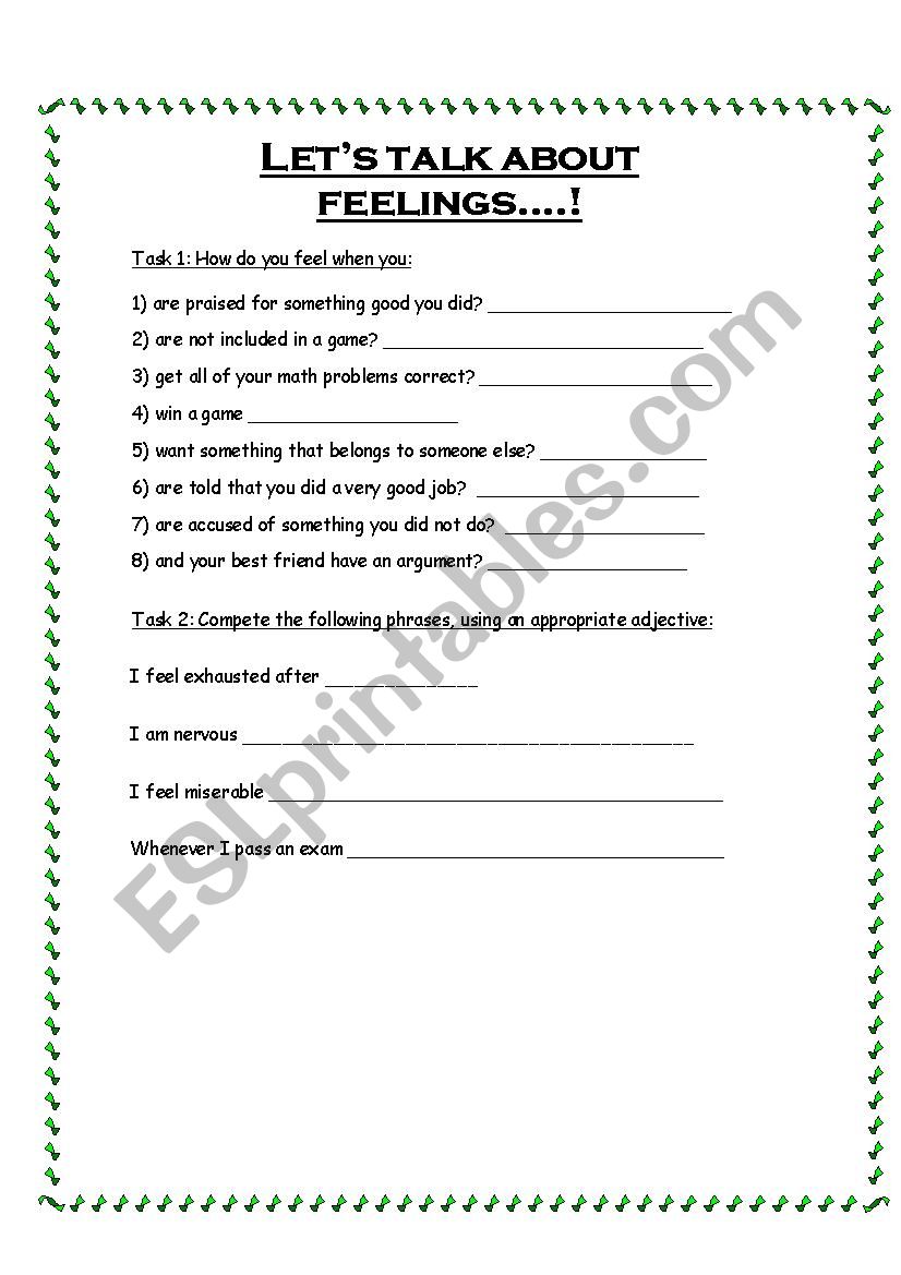 Emotions worksheet worksheet