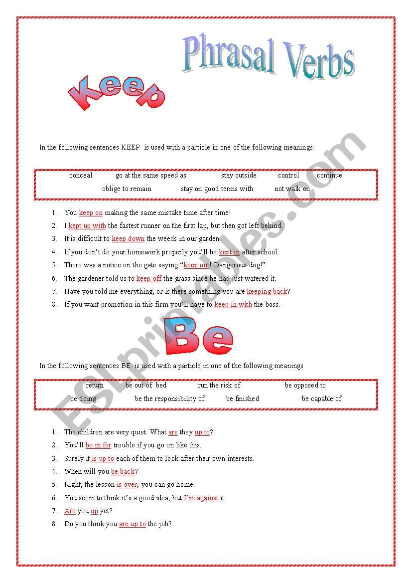 phrasal verbs worksheet