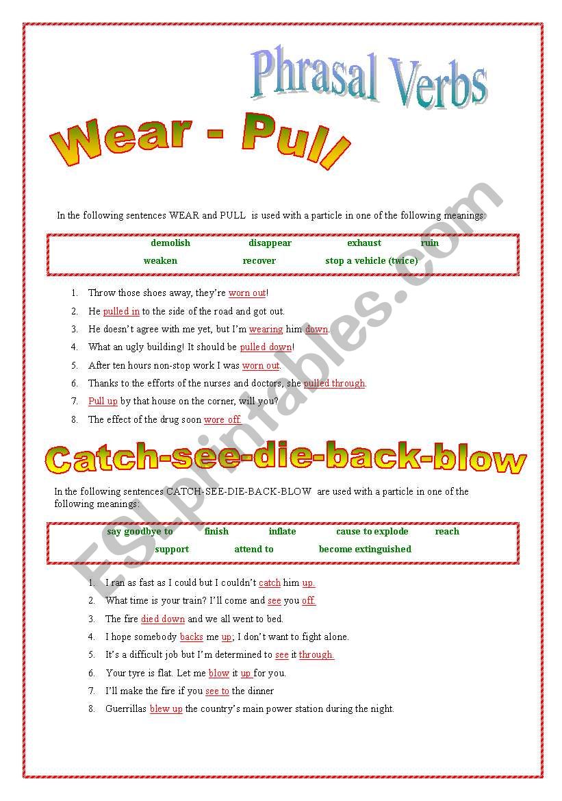 phrasal verbs worksheet