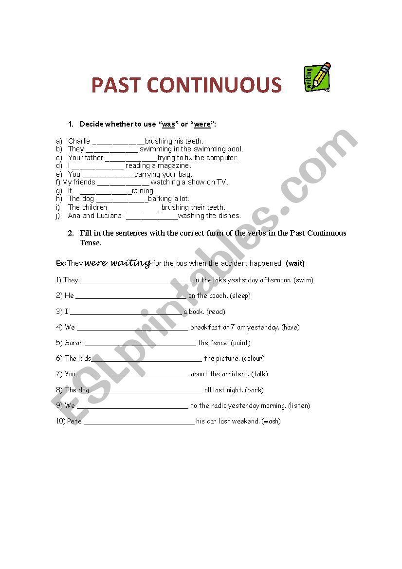 Past continuous. worksheet