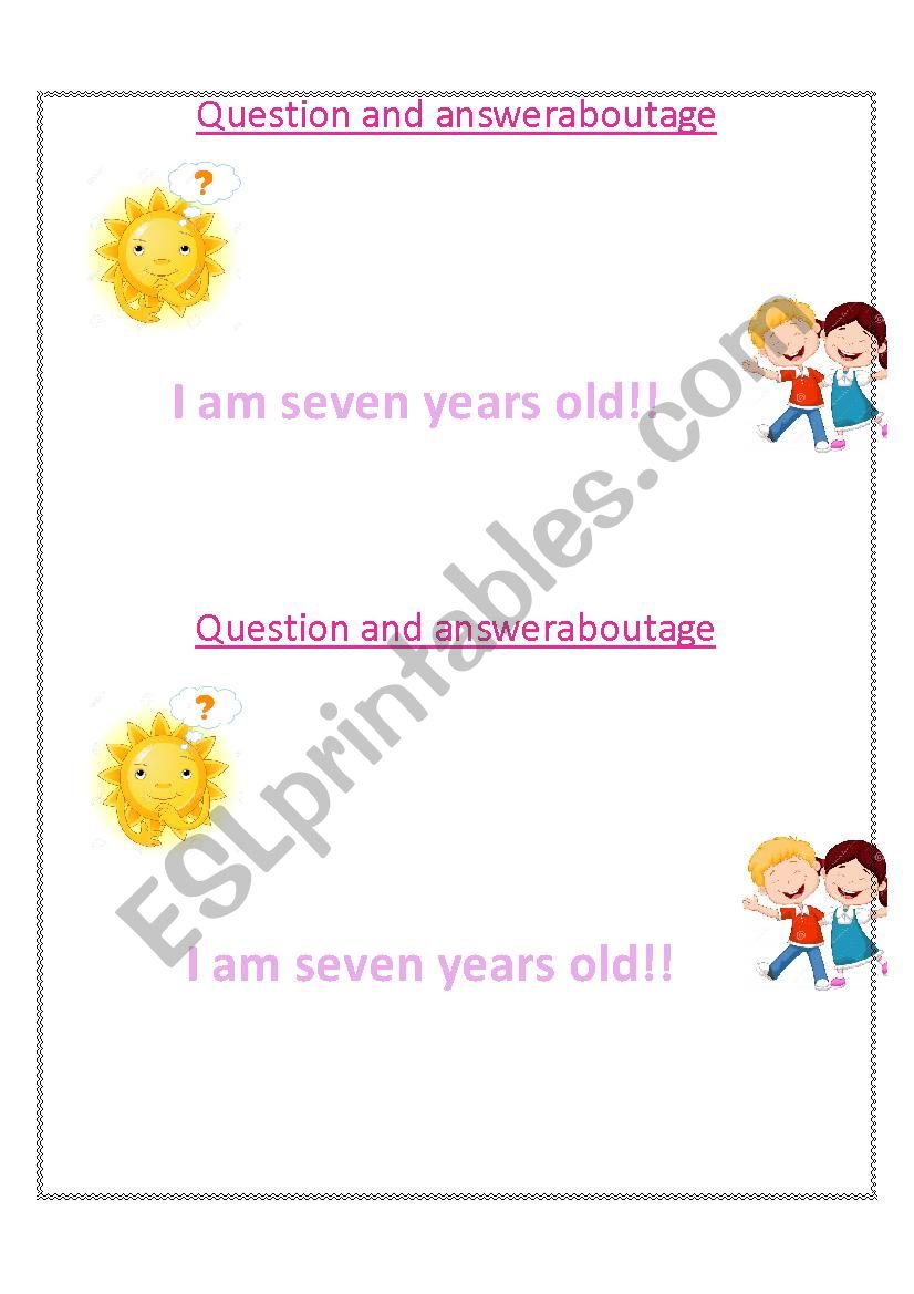 How old are you? worksheet