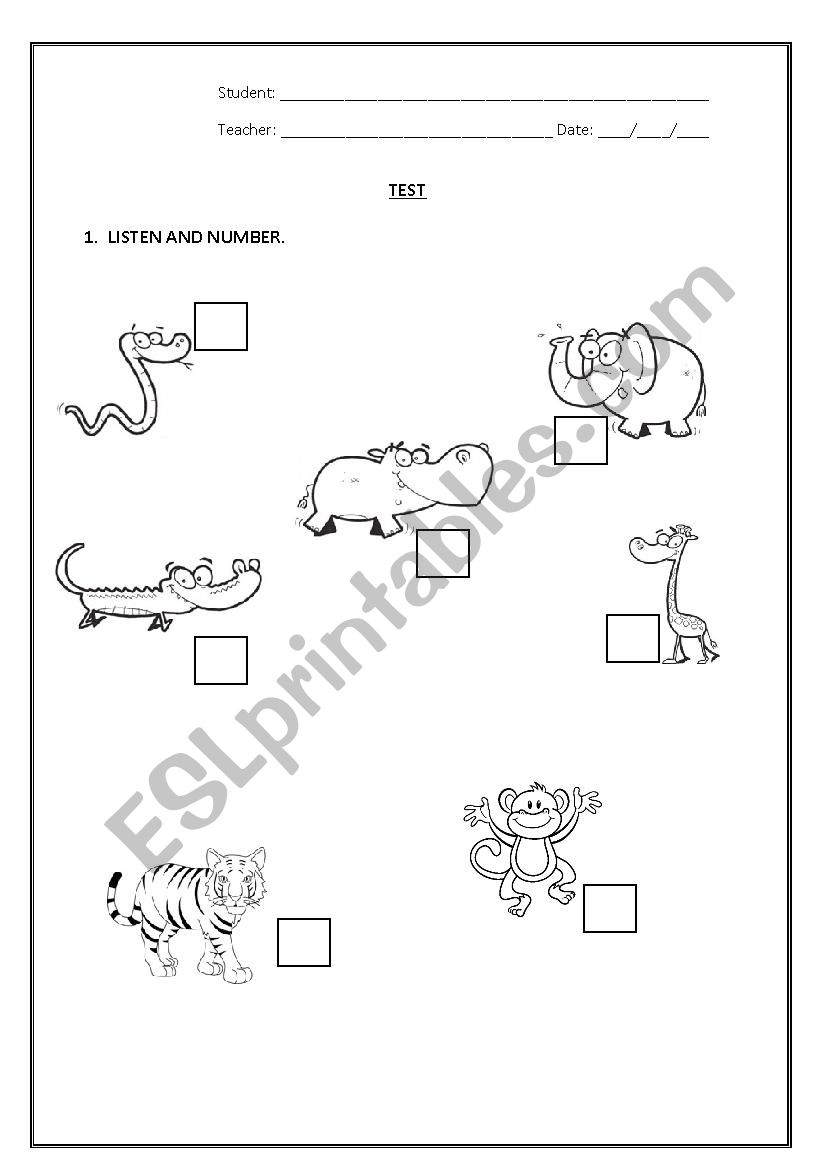 Wild animals worksheet