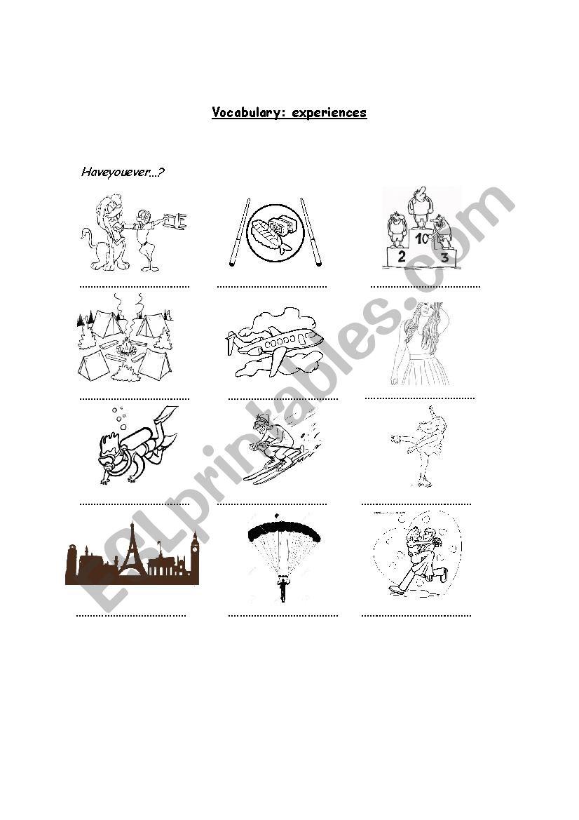 EXCITING EXPERIENCES worksheet