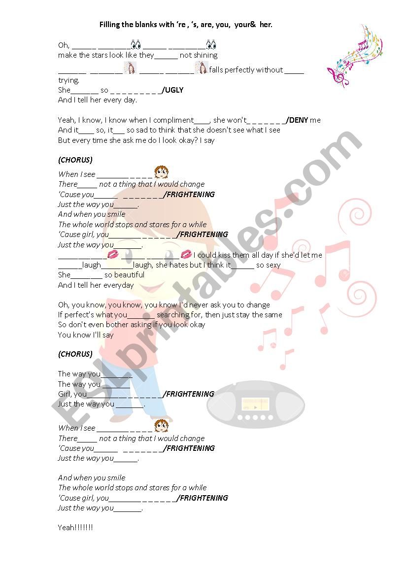 The Way You Are. Bruno Mars worksheet