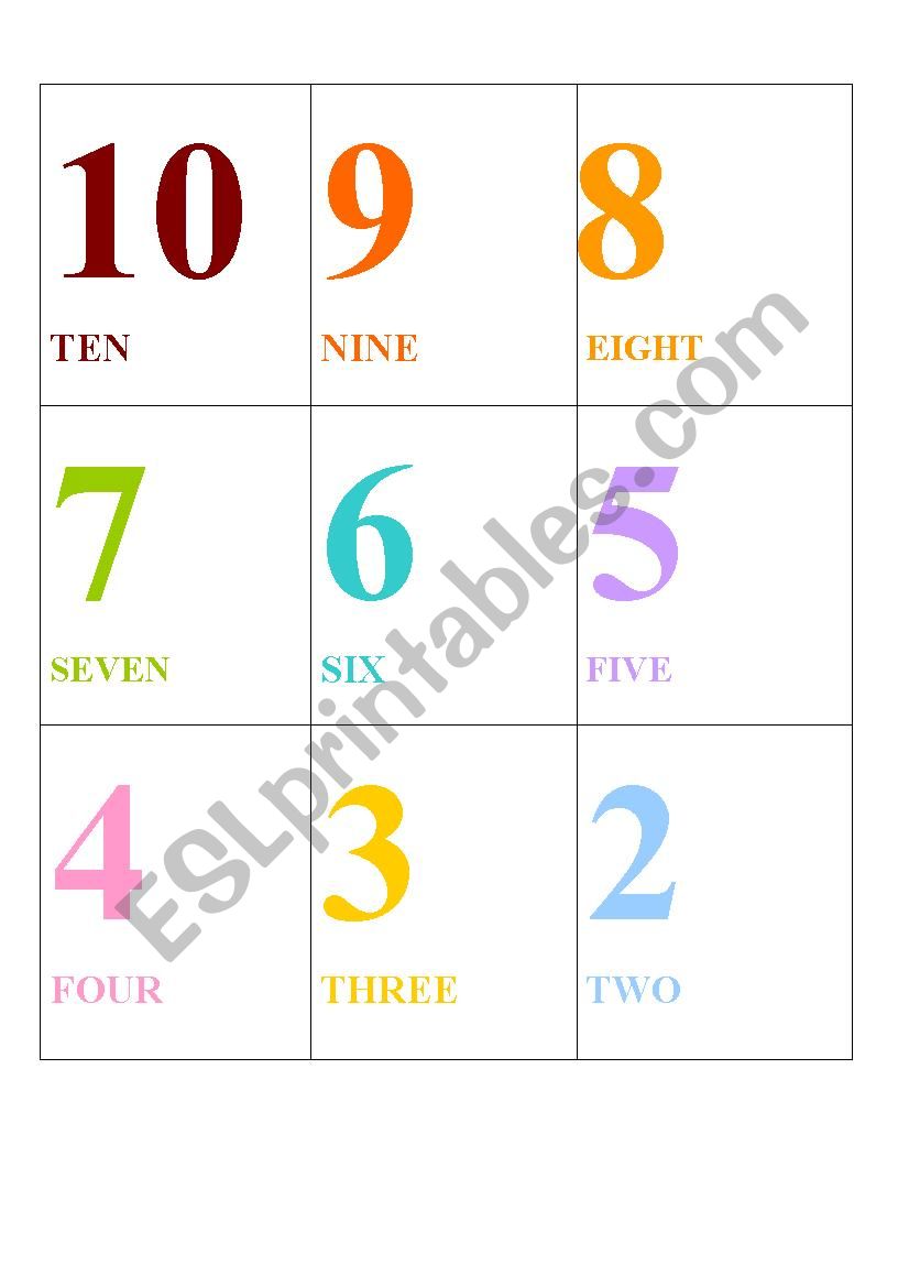 1-10 cards worksheet